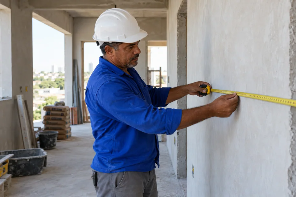 Cena ilustrativa de profissional acompanhando uma obra de construção e reforma